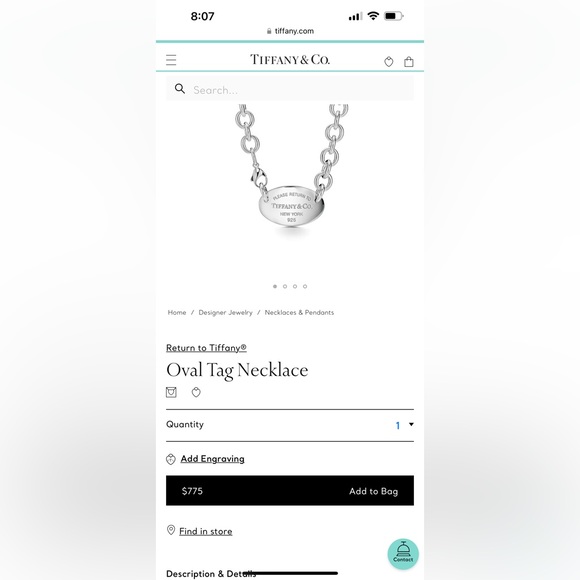 Tiffany & Co Oval Tag Necklace - Picture 2 of 3